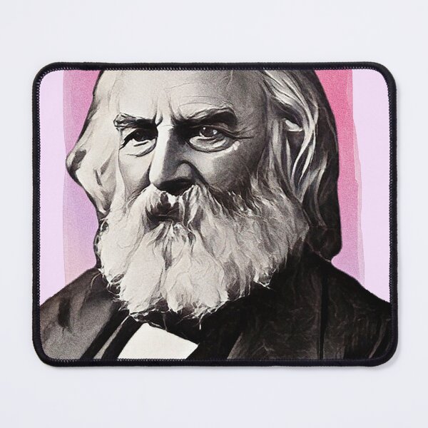Item preview, American Poet Henry Wadsworth Longfellow - pink - illustration  designed and sold by Litstoy.