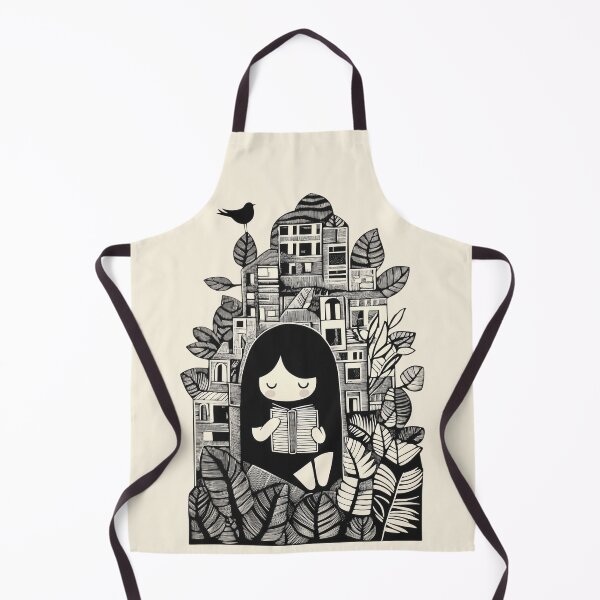 Item preview, Book Girl. Lino Cut style design. No Text version. designed and sold by Shoot-The-Moon.