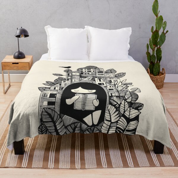 Item preview, Book Girl. Lino Cut style design. No Text version. designed and sold by Shoot-The-Moon.