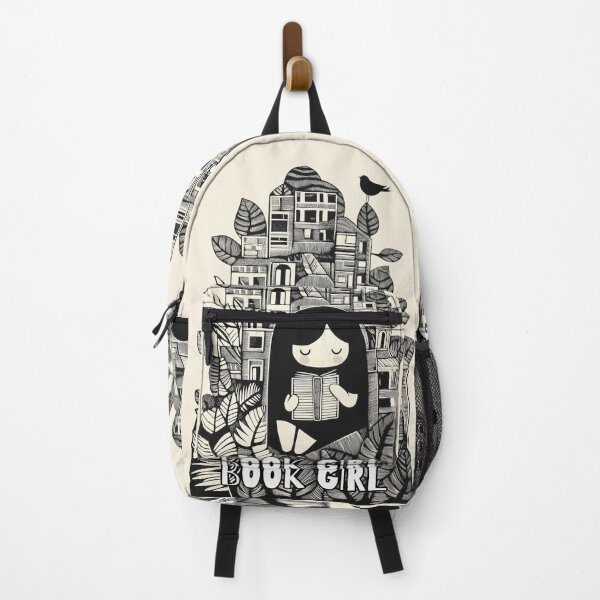 Item preview, Book Girl. Lino Cut style design. Text version. designed and sold by Shoot-The-Moon.