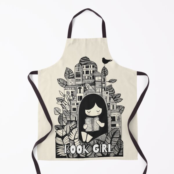 Item preview, Book Girl. Lino Cut style design. Text version. designed and sold by Shoot-The-Moon.