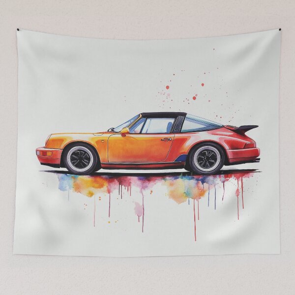 Item preview, Vintage 911 964 Targa Watercolor painting designed and sold by blackdogshop.