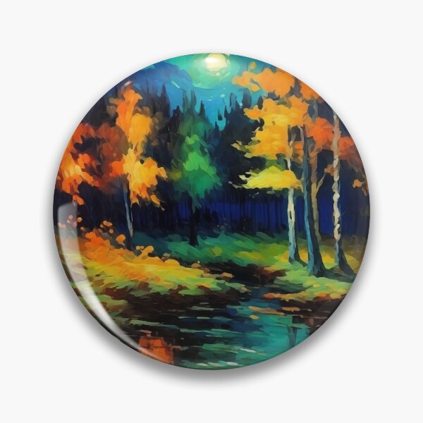 Item preview, Vintage Impressionist Landscape: Forest River at Night | Impressionism | Landscape Artwork designed and sold by UnhingedBird.