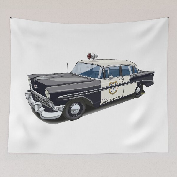 Item preview, 1956 Bel Air Police Car Color Illustration designed and sold by shavingisboring.
