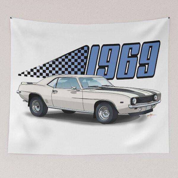 Item preview, 1969 Chevy Camaro Illustration with Year designed and sold by shavingisboring.