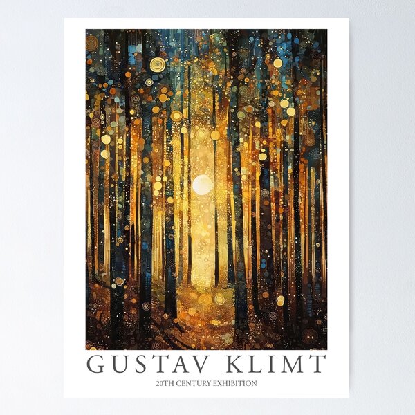 Item preview, Gustav Klimt Print Sun Forest Trees Painting  designed and sold by MamboArt.