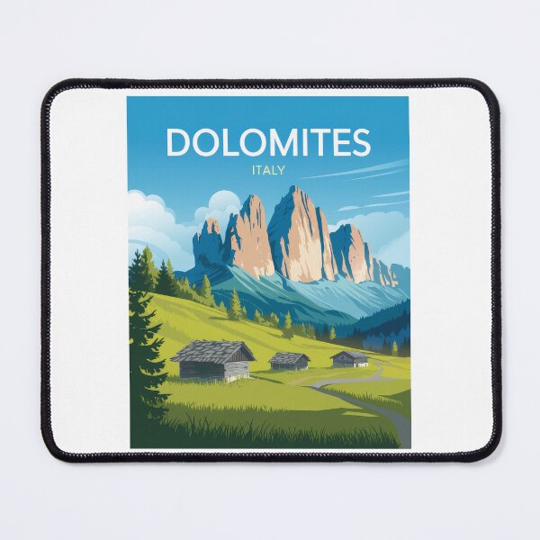 Item preview, Minimal Dolomites Landscape – Italian Alpine Idyll – Retro Vintage Travel Poster Italy designed and sold by pod24.