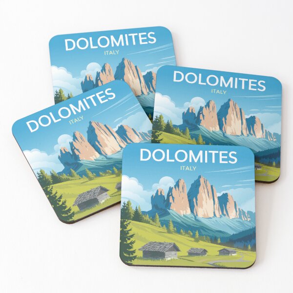 Item preview, Minimal Dolomites Landscape – Italian Alpine Idyll – Retro Vintage Travel Poster Italy designed and sold by pod24.
