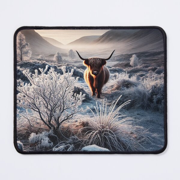 Item preview, "Winter's Majesty: Highland Cow in Frosted Valley" designed and sold by philpace.
