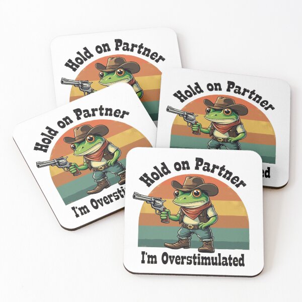 Item preview, Hold On Partner I'm Overstimulated Cowboy Frog  designed and sold by Blok45.