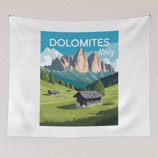 Item preview, Minimal Dolomites Travel Poster – Retro Vintage Italian Alpine Landscape designed and sold by pod24.