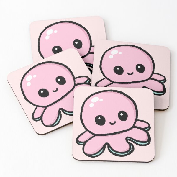 Item preview, Cute pink happy octopus aesthetic girly designed and sold by vyascreations.