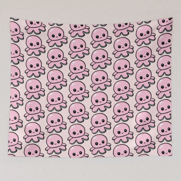 Item preview, Cute pink happy octopus aesthetic girly designed and sold by vyascreations.