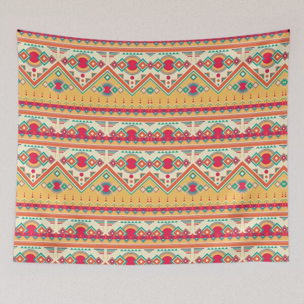 Item preview, Cream, Sea Green, Vermillion Geometric Pattern designed and sold by WokeBespoke.