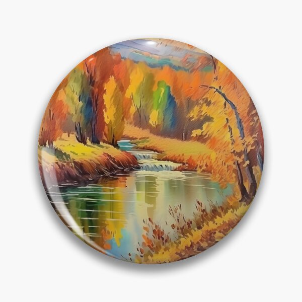 Item preview, Vintage Impressionist Landscape: Forest Rivulet with a Tiny Waterfall in Autumn | Impressionism | Landscape Artwork designed and sold by UnhingedBird.