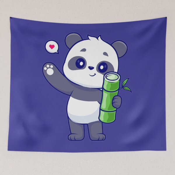 Item preview, Black and white funny panda with bamboo designed and sold by ChernivtsiSkoda.