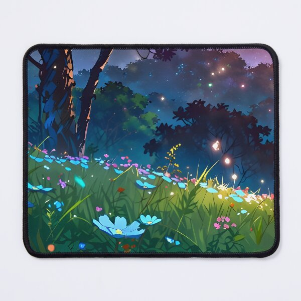 Item preview, Golden Sunset Landscape in Mountains with Flowers Anime Style designed and sold by Landscape-Anime.