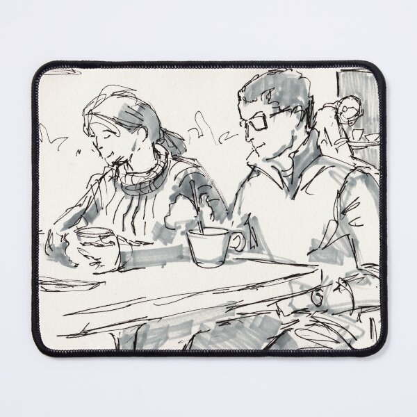 Item preview, Happy couple having coffee at a cafe designed and sold by MikeJory.