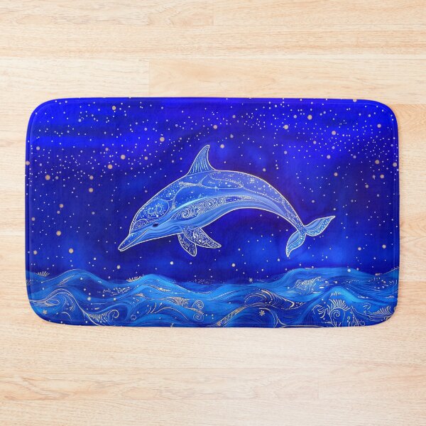 Item preview, Dolphin Jumping Out of the Ocean Under Starry Sky designed and sold by MagicalOceanArt.