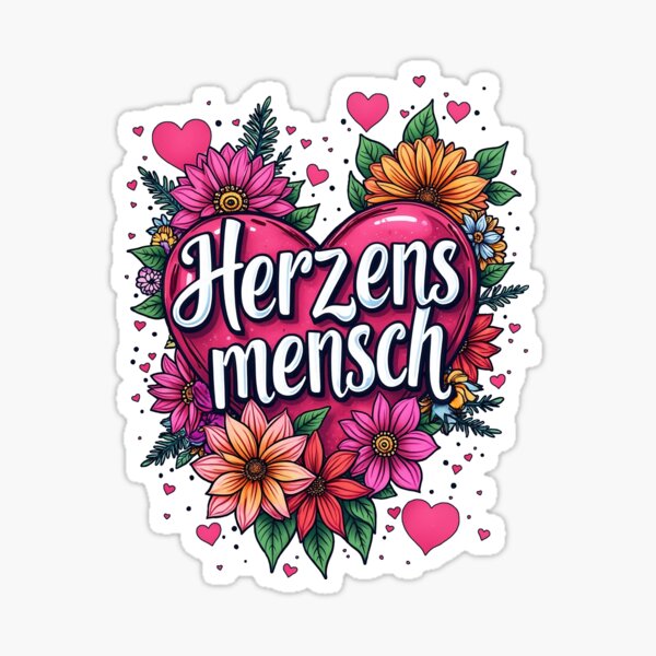Herzensmensch Vintage Heart with Flowers, Gift Valentine's Day, Gift Mother's Day, Father's Day, Person with Heart, Herzmensch Sticker