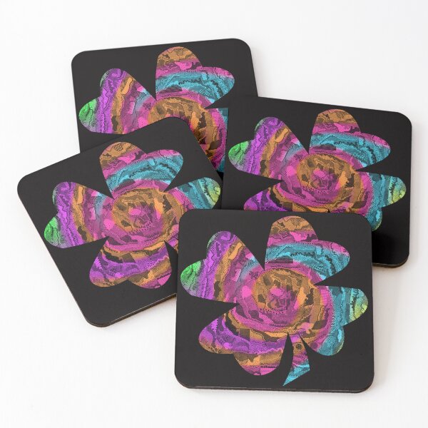 Item preview, Rainbow Tie Dye Zentangle Psychedelic 4 Leaf Clover, Large Sized Single and Repeating Pattern, Choose Your Own Background designed and sold by Nicolette Olivier.