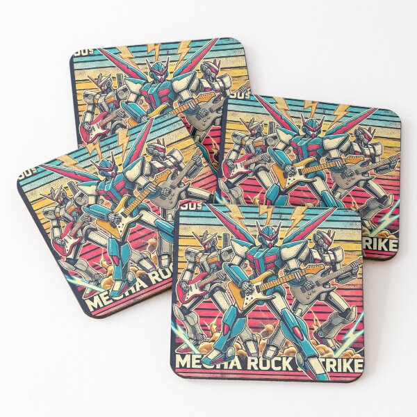 Item preview, Mecha Rock Strike – Futuristic 90s Robot Band T-Shirt Design - Model 2 designed and sold by NeonBot_Shop.