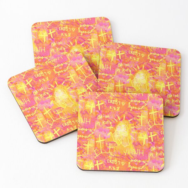 Item preview, Cristo Rey Jesus Christ Print Pink + Yellow designed and sold by gsbgraphics.