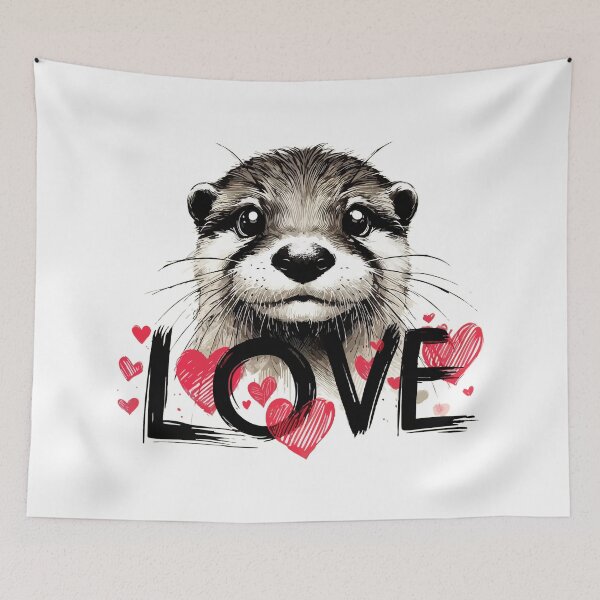 Item preview, Love Cool Otter Sketchy Happy Valentines Day designed and sold by TomFrontierArt.