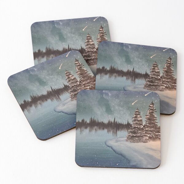 Item preview, serene winter landscape starry night sky designed and sold by JJBurtisArt.