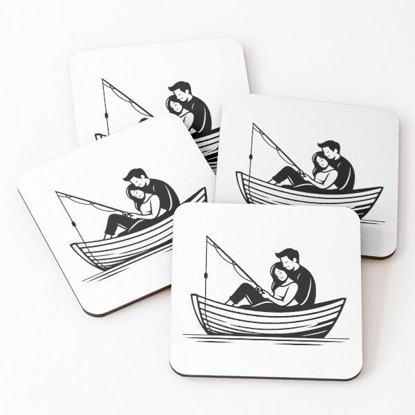 Item preview, Fishing Couple Outdoors Silhouette designed and sold by theartfulaspie.