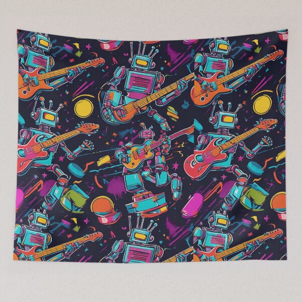 Item preview, Neon Robot Guitar Jam - Retro 90s Vibe_Model 7 designed and sold by NeonBot_Shop.