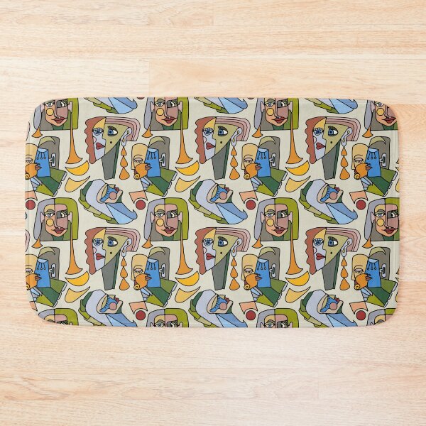 Item preview, Cubist Style Faces In Mid Century Modern Colors designed and sold by Unhinged Heather.