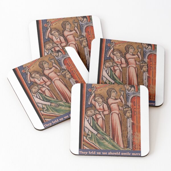 Item preview, 'They told us we should smile more' funny medieval art meme  designed and sold by rachenberry.