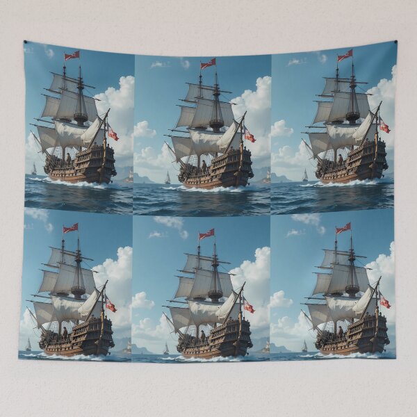 Item preview, Voyages Majestic Pirate Ships Maritime Art Ocean Journey designed and sold by ART ATTACK ZONE.