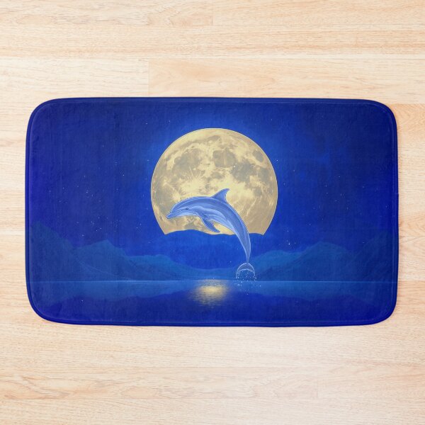 Item preview, Dolphin Jumping Out of the Ocean during Full Moon designed and sold by MagicalOceanArt.
