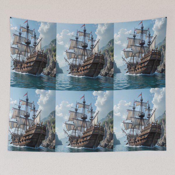 Item preview, Historic Majestic Pirate Ships Maritime Art Ocean Journey designed and sold by ART ATTACK ZONE.