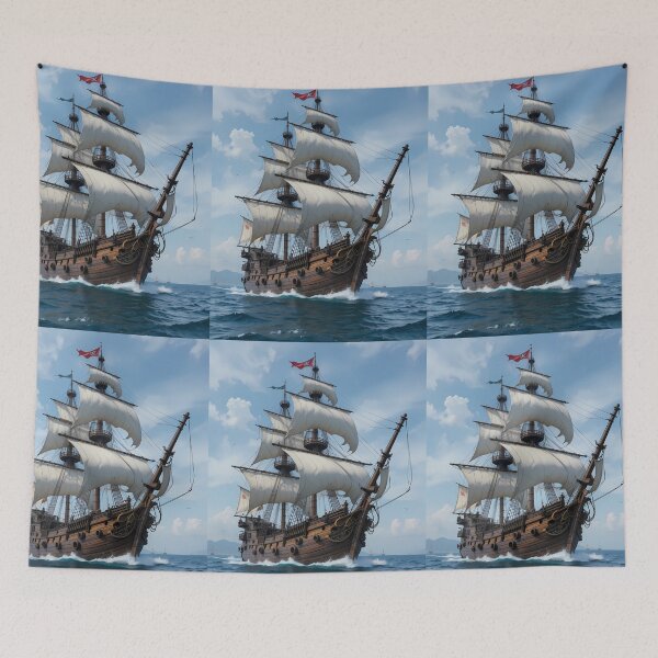 Item preview, Adventure Majestic Pirate Ships Maritime Art Ocean Journey designed and sold by ART ATTACK ZONE.