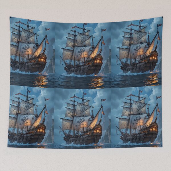 Item preview, Skies Majestic Pirate Ships Maritime Art Ocean Journey designed and sold by ART ATTACK ZONE.