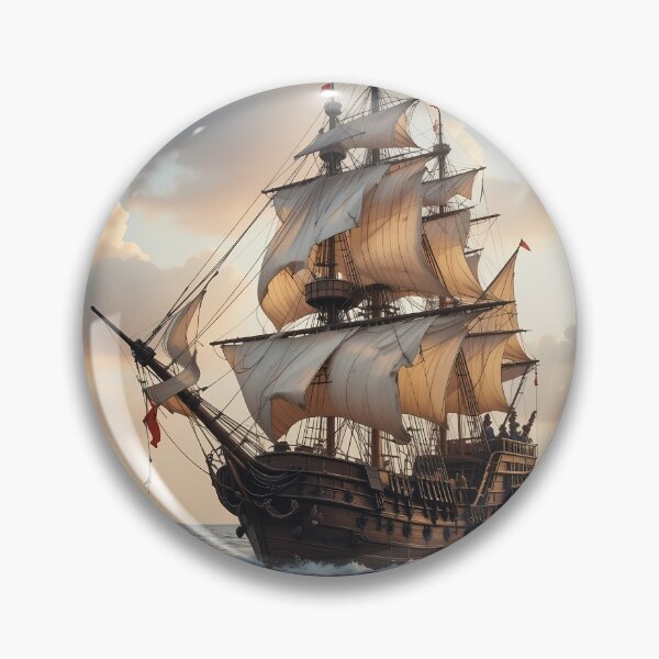 Artikelvorschau, Sonnenuntergang Majestätische Piratenschiffe Maritime Kunst Ozean Reise entworfen und verkauft von ART ATTACK ZONE.
