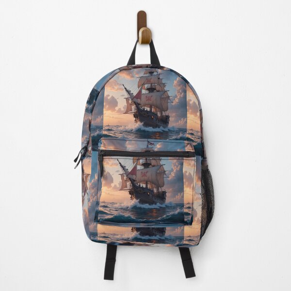 Item preview, Flag Majestic Pirate Ships Maritime Art Ocean Journey designed and sold by ART ATTACK ZONE.