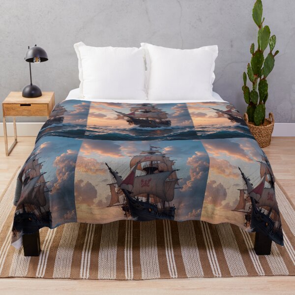 Item preview, Flag Majestic Pirate Ships Maritime Art Ocean Journey designed and sold by ART ATTACK ZONE.