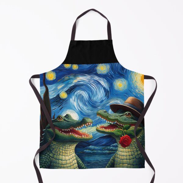 Item preview, Crocodiles Alligators in love infused into Van Gogh's starry night famous painting art designed and sold by EmeraldeaArt.