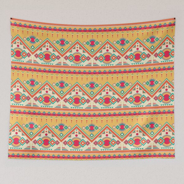 Item preview, Copy of Cream, Sea Green, Vermillion Geometric Pattern - Symmetrical designed and sold by WokeBespoke.