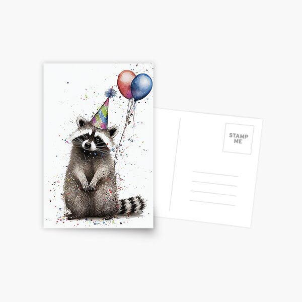Item preview, Raccoon with Party Hat Birthday Design  designed and sold by TringTringCards.