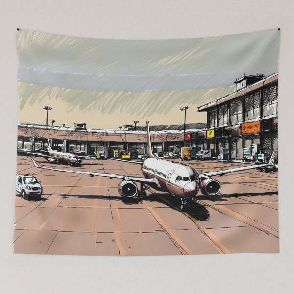 Item preview, Airplanes at the Terminal - Digital Sketch Art designed and sold by EMairplanes.