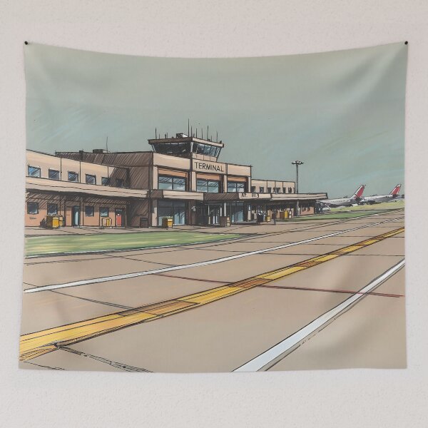 Item preview, Old Airport Terminal Building Sketch - Vintage Aviation Art designed and sold by EMairplanes.