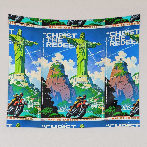 Item preview, Travel by motorcycle to meet CHRIST THE REDEEMER - RIO DE JANEIRO Cute Sticker Vintage ANIME 80s Design. designed and sold by UrbanTRIP.