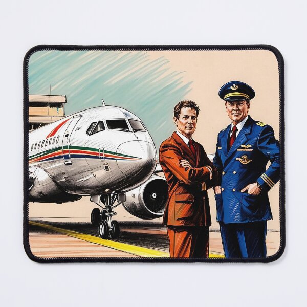 Item preview, Pilots in Front of an Airplane - Sketch Style Aviation Art designed and sold by EMairplanes.