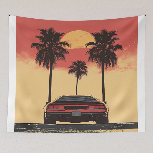 Item preview, car on the beach with three palm trees designed and sold by javierparra.