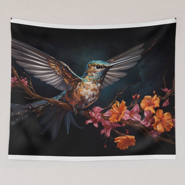 Item preview, Ethereal Hummingbird Amidst Blooms designed and sold by anytka.